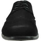 BRAVO Men Dress Shoe KING - 3 Wingtip Oxford Shoe Black - StepByStep