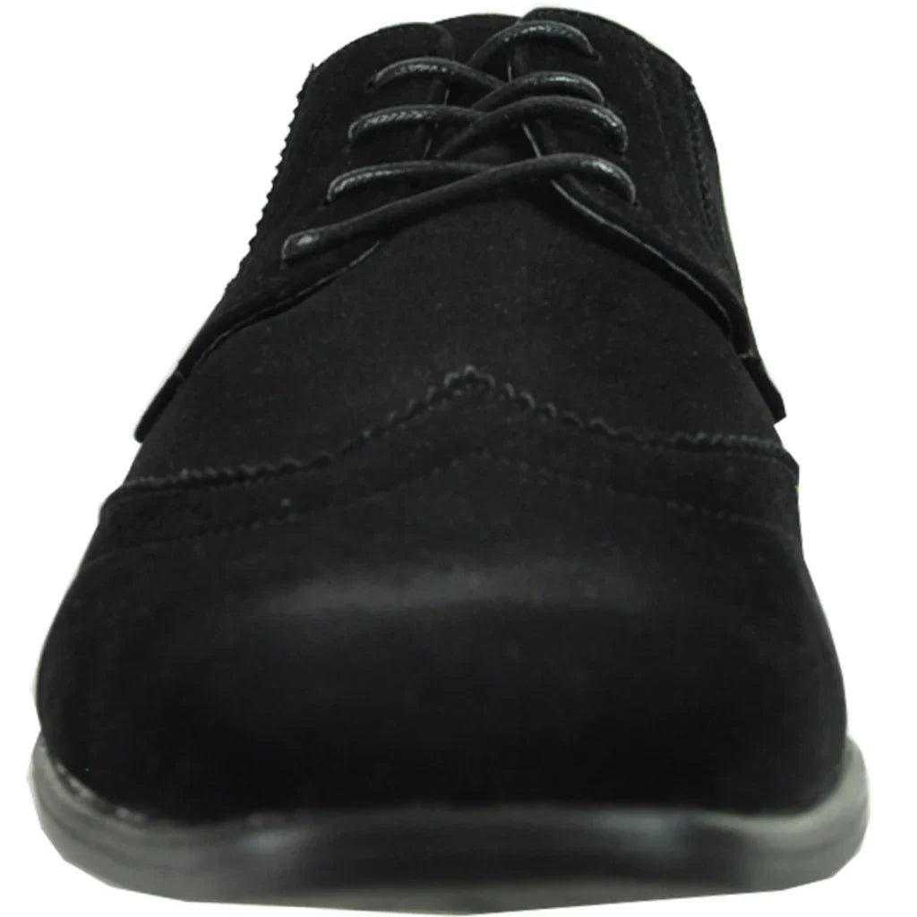 BRAVO Men Dress Shoe KING - 3 Wingtip Oxford Shoe Black - StepByStep