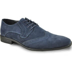 BRAVO Men Dress Shoe KING - 3 Wingtip Oxford Shoe Blue - StepByStep