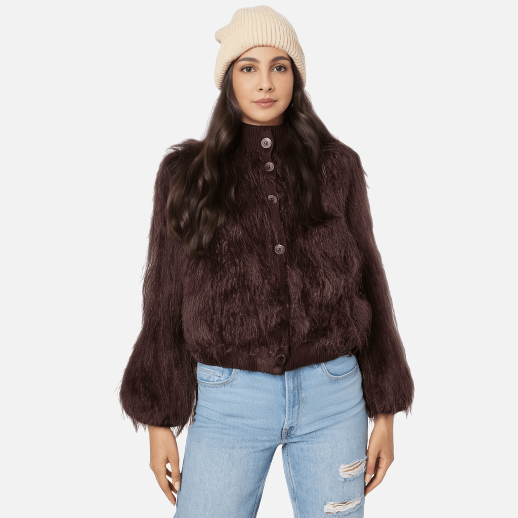 Brown Stand - Up Collar Jacket For Women, Gramercy, BYMANYC New York. - StepByStep