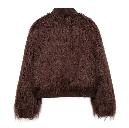 Brown Stand - Up Collar Jacket For Women, Gramercy, BYMANYC New York. - StepByStep