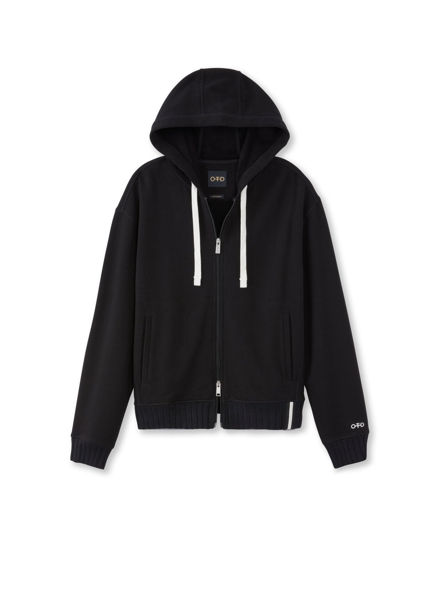 Brushed French Terry Zipped Hoodie (Black) - StepByStep