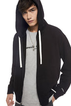 Brushed French Terry Zipped Hoodie (Black) - StepByStep