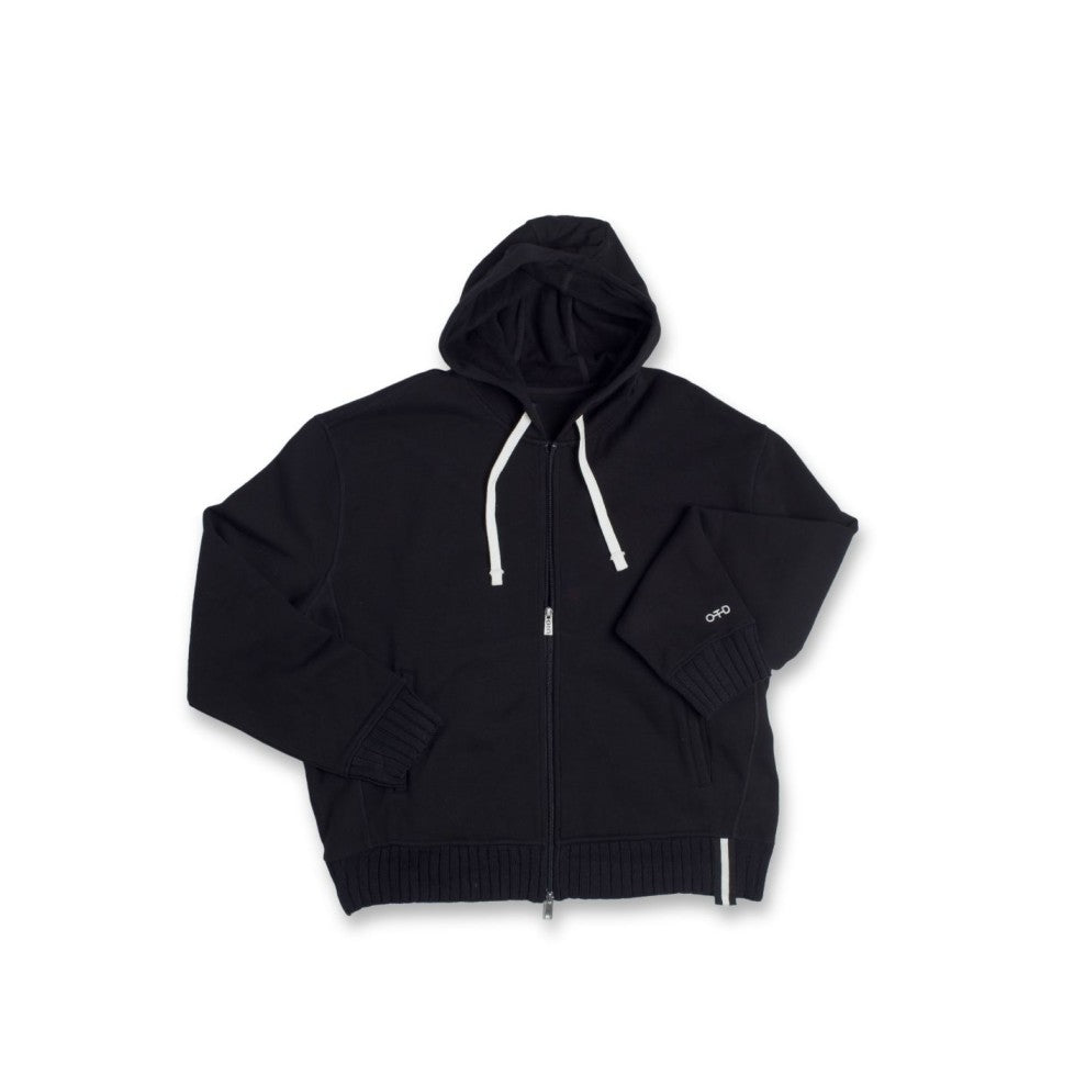 Brushed French Terry Zipped Hoodie (Black) - StepByStep