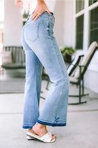 Buttoned Distressed Flared Jeans - StepByStep