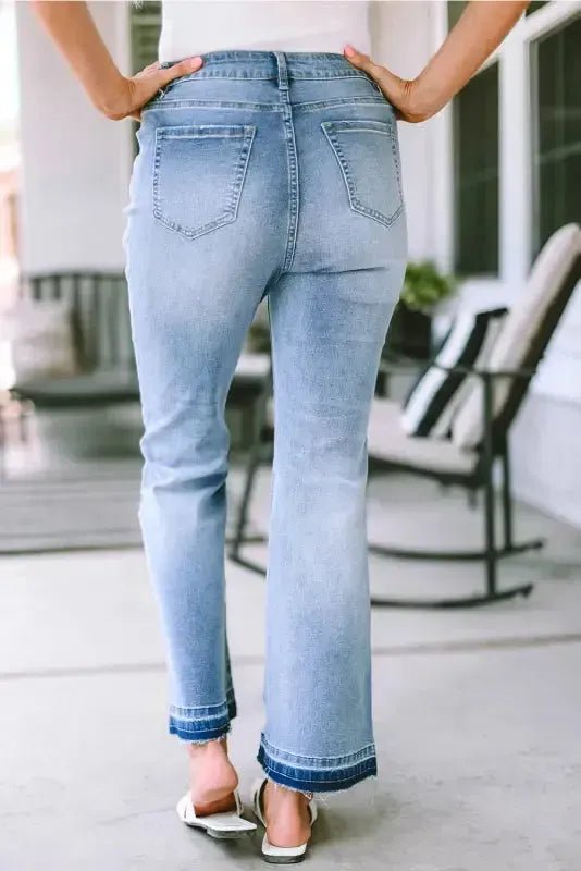 Buttoned Distressed Flared Jeans - StepByStep