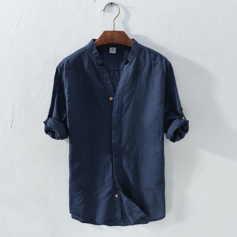 Men’s Linen Mandarin-Collar Shirt — Image 1