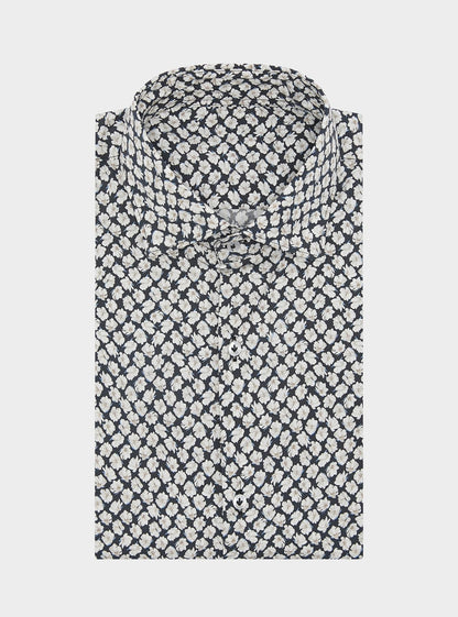 Camicia fantasia in puro cotone con collo francese - StepByStep