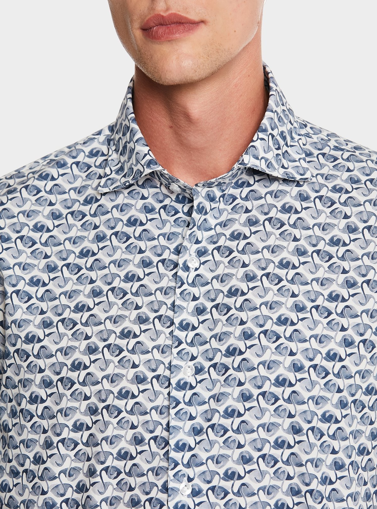 Camicia fantasia in puro cotone con collo francese - StepByStep