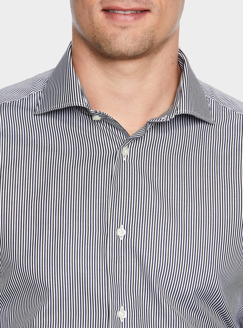 Camicia in cotone multiriga con collo francese - StepByStep