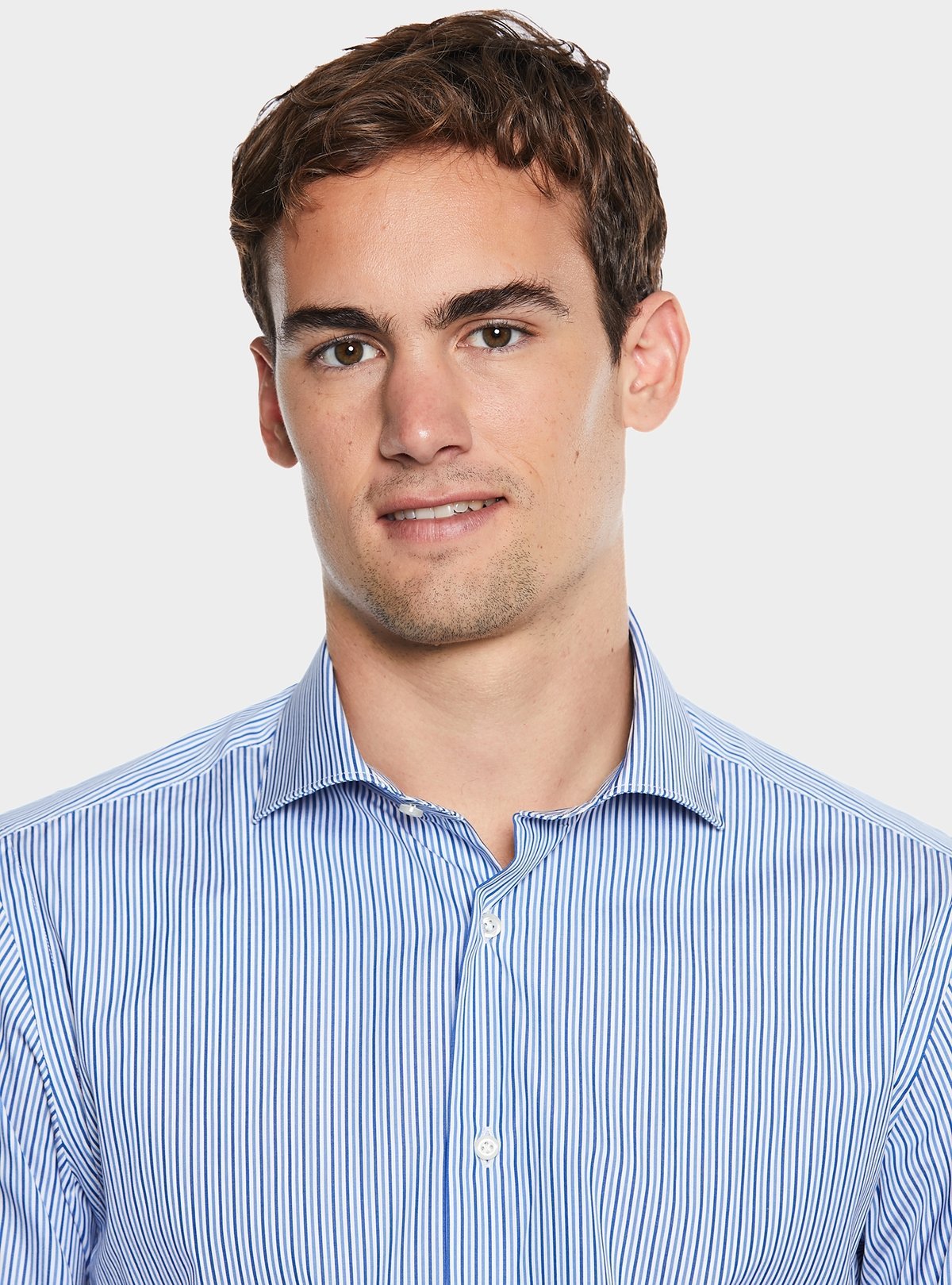 Camicia in cotone multiriga con collo francese - StepByStep