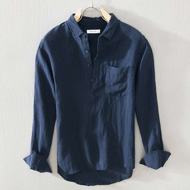 Men’s Linen Half-Placket Shirt — Image 2