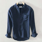 Men’s Linen Half-Placket Shirt — Image 2