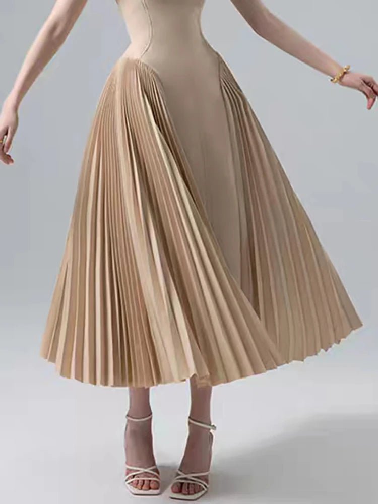 Camisole Backless Party Dress with Pleated and Patchwork Details For Women, SoHo, BYMANYC New York. - StepByStep