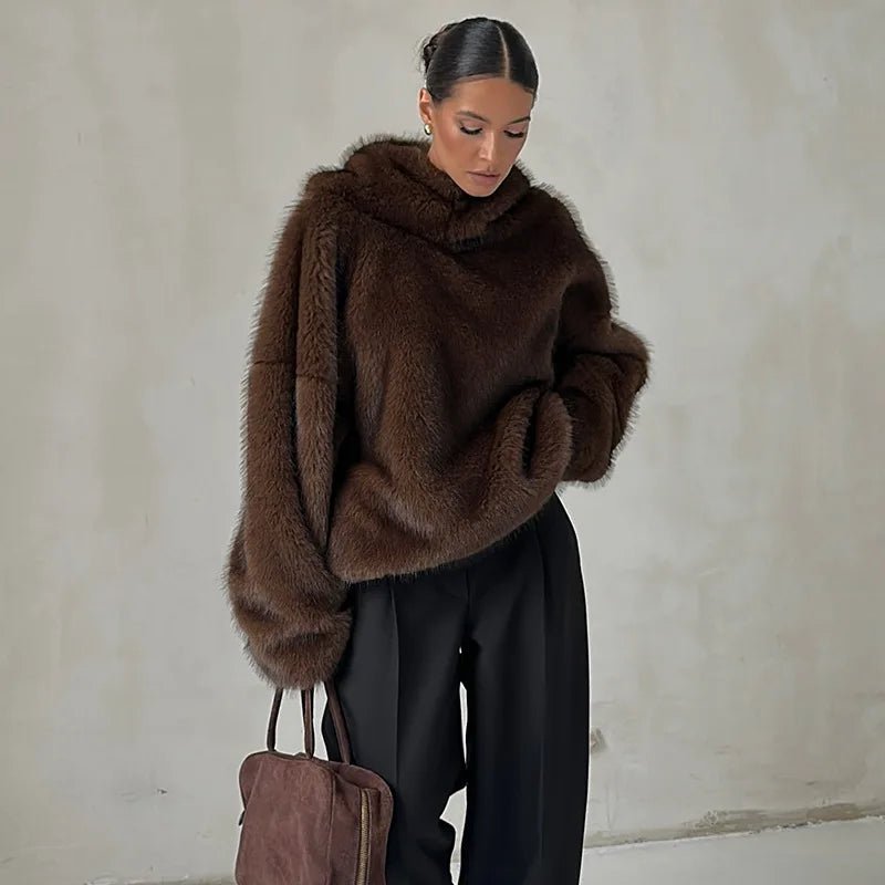 Cappotto da donna in pelliccia sintetica con cappuccio - StepByStepNow