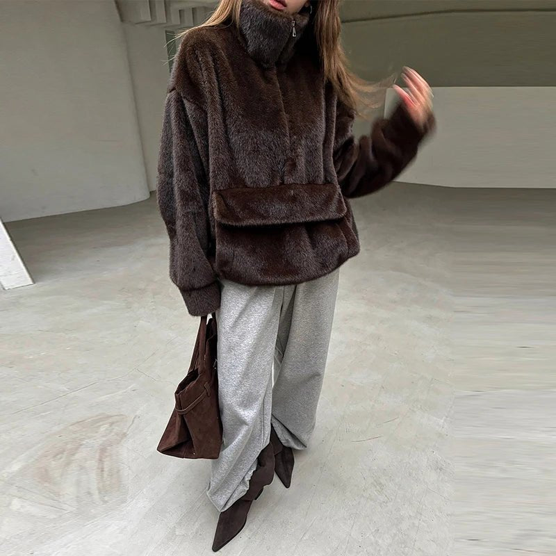 Cappotto da donna in pelliccia sintetica con cappuccio - StepByStepNow