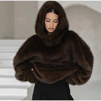 Cappotto da donna in pelliccia sintetica con cappuccio - StepByStepNow