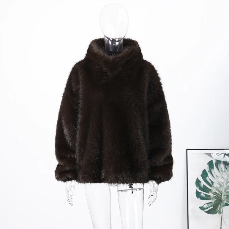 Cappotto da donna in pelliccia sintetica con cappuccio - StepByStepNow