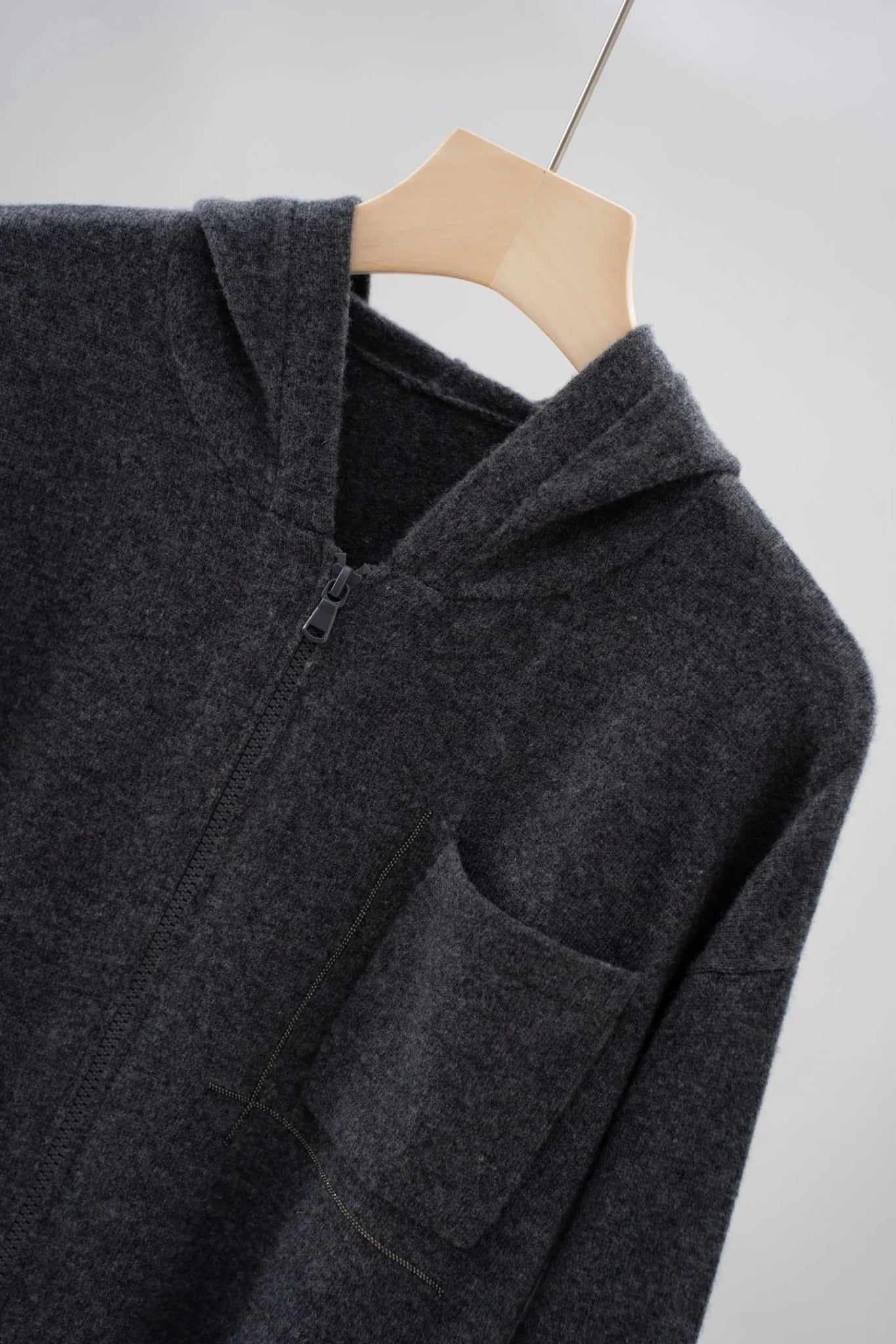 Cappotto maglione con cerniera femminile con tasca con perline cardigan lavorato a maglia con cappuccio 100% cashmere da donna - StepByStepNow