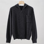 Cappotto maglione con cerniera femminile con tasca con perline cardigan lavorato a maglia con cappuccio 100% cashmere da donna - StepByStepNow