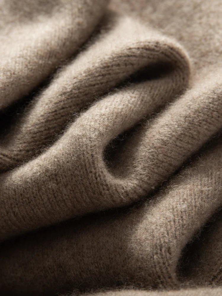 Cappotto maglione lungo con cappuccio in cashmere 100% da donna di lusso allentato con cappotto in cashmere tascabile Cardigan con cerniera in maglia spessa autunno inverno - StepByStepNow