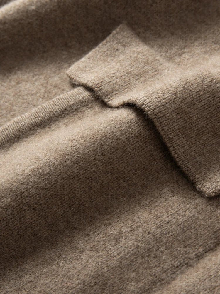 Cappotto maglione lungo con cappuccio in cashmere 100% da donna di lusso allentato con cappotto in cashmere tascabile Cardigan con cerniera in maglia spessa autunno inverno - StepByStepNow