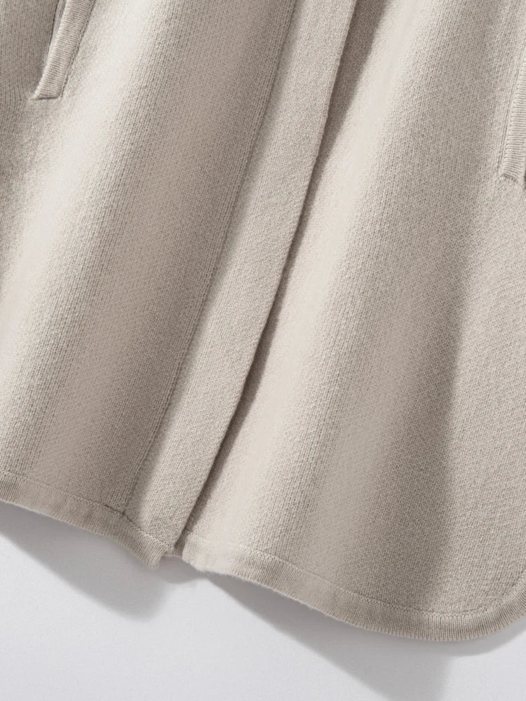 Cappotto maglione lungo con cappuccio in cashmere 100% da donna di lusso allentato con cappotto in cashmere tascabile Cardigan con cerniera in maglia spessa autunno inverno - StepByStepNow