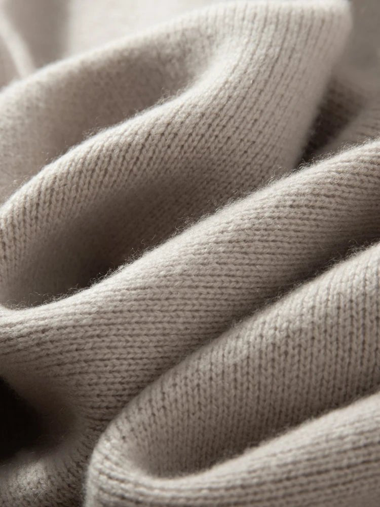 Cappotto maglione lungo con cappuccio in cashmere 100% da donna di lusso allentato con cappotto in cashmere tascabile Cardigan con cerniera in maglia spessa autunno inverno - StepByStepNow