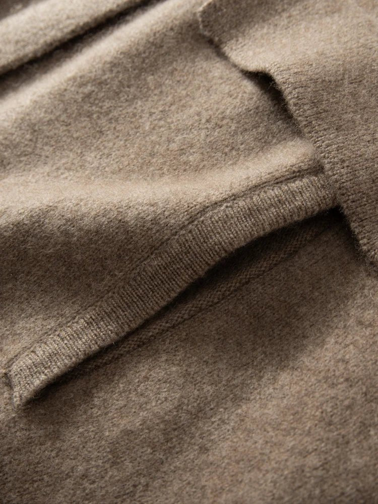 Cappotto maglione lungo con cappuccio in cashmere 100% da donna di lusso allentato con cappotto in cashmere tascabile Cardigan con cerniera in maglia spessa autunno inverno - StepByStepNow