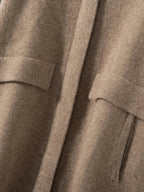 Cappotto maglione lungo con cappuccio in cashmere 100% da donna di lusso allentato con cappotto in cashmere tascabile Cardigan con cerniera in maglia spessa autunno inverno - StepByStepNow