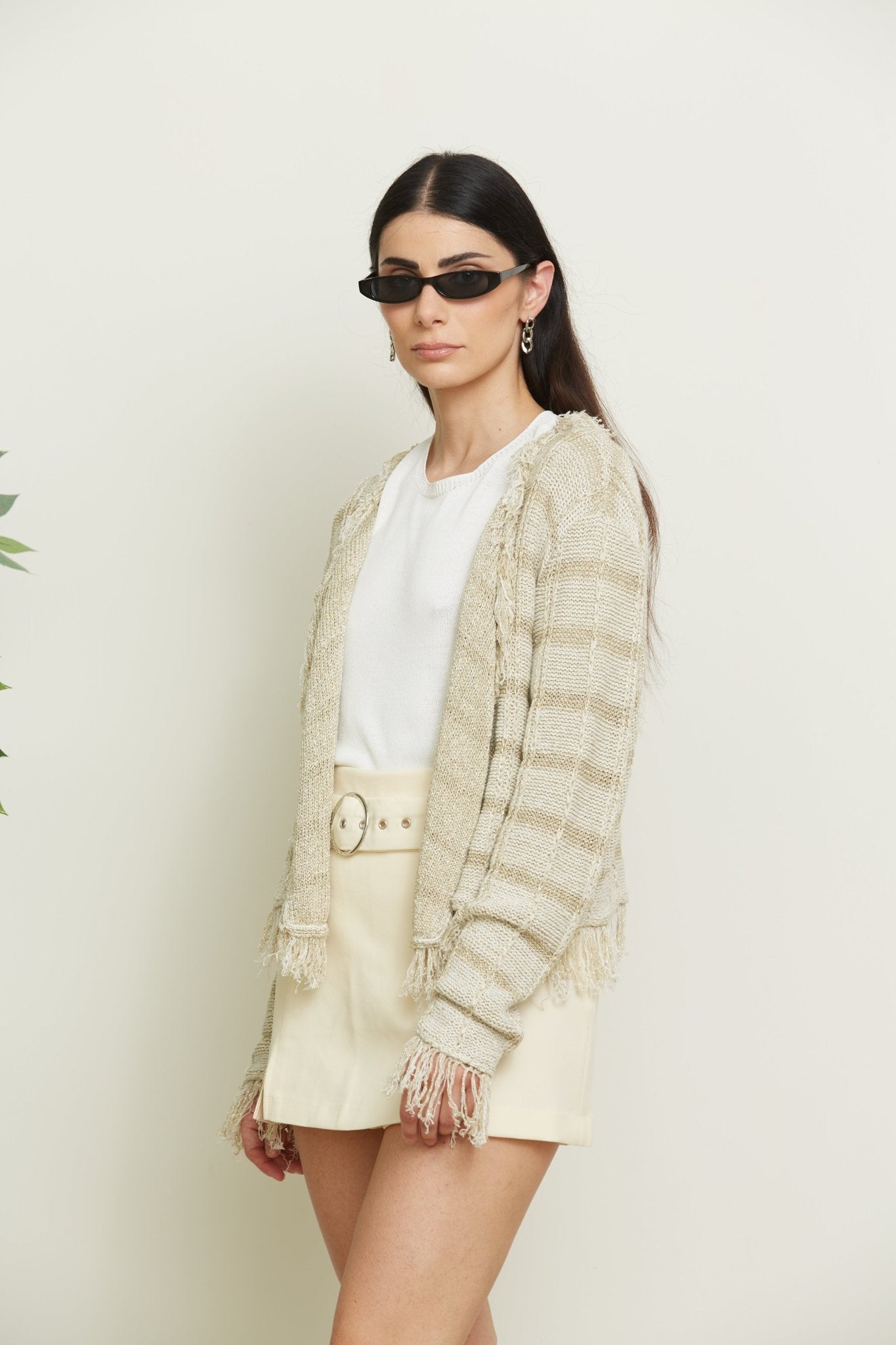 Cardigan corto con inserti in Lurex - Ornella - StepByStep