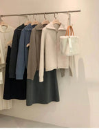 Cardigan da donna in puro cashmere al 100% con cerniera, cappotto lavorato a maglia, maglione ispessito, risvolto sciolto autunno e inverno. - StepByStepNow