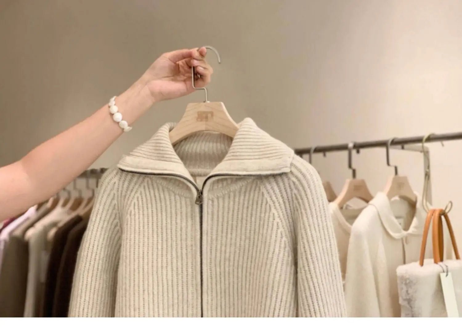 Cardigan da donna in puro cashmere al 100% con cerniera, cappotto lavorato a maglia, maglione ispessito, risvolto sciolto autunno e inverno. - StepByStepNow