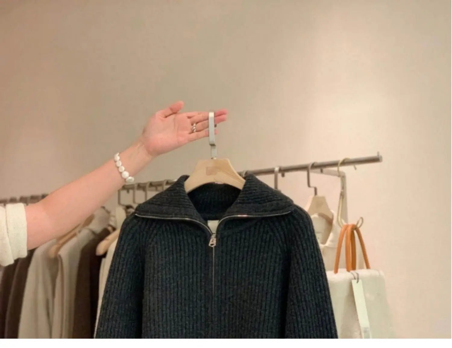 Cardigan da donna in puro cashmere al 100% con cerniera, cappotto lavorato a maglia, maglione ispessito, risvolto sciolto autunno e inverno. - StepByStepNow