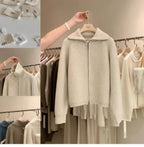 Cardigan da donna in puro cashmere al 100% con cerniera, cappotto lavorato a maglia, maglione ispessito, risvolto sciolto autunno e inverno. - StepByStepNow