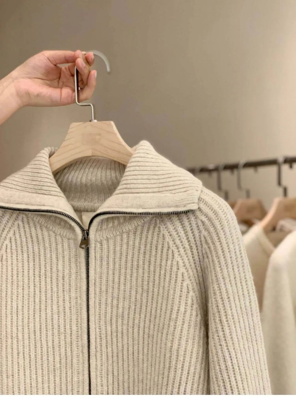 Cardigan da donna in puro cashmere al 100% con cerniera, cappotto lavorato a maglia, maglione ispessito, risvolto sciolto autunno e inverno. - StepByStepNow
