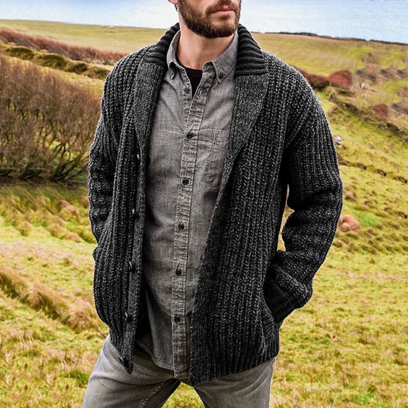 Cardigan da uomo autunno e inverno cappotto maglione lavorato a maglia sottile a maniche lunghe in puro colore europeo e n, maglione uomo - StepByStepNow