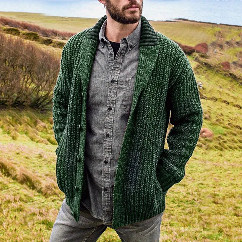 Cardigan da uomo autunno e inverno cappotto maglione lavorato a maglia sottile a maniche lunghe in puro colore europeo e n, maglione uomo - StepByStepNow