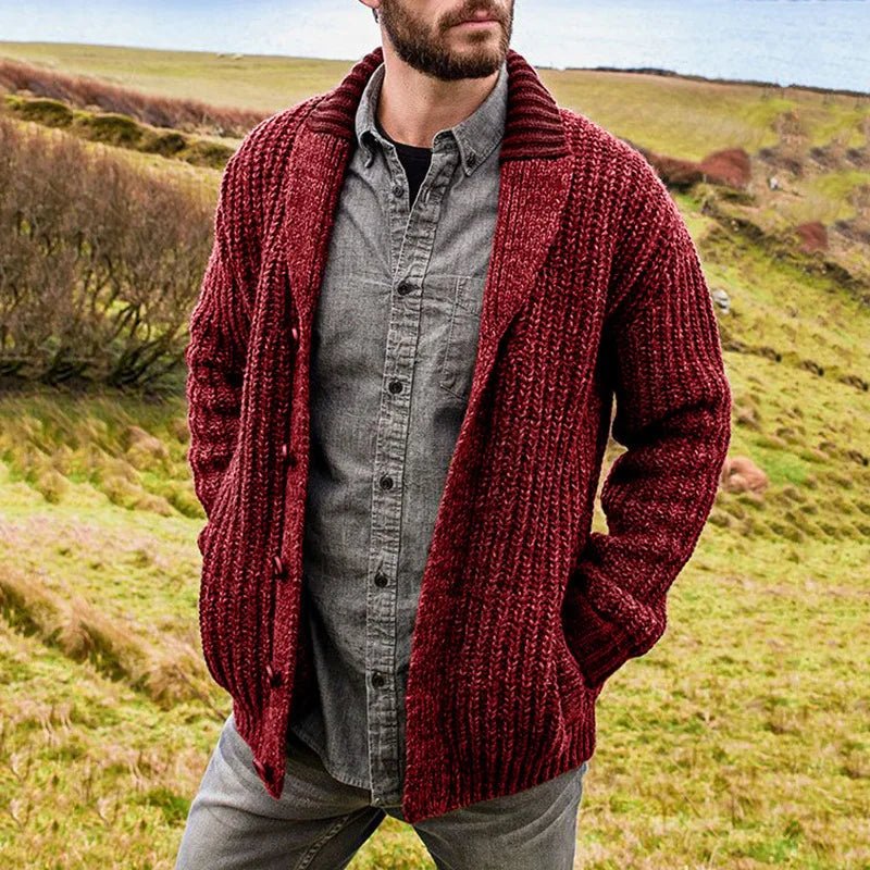 Cardigan da uomo autunno e inverno cappotto maglione lavorato a maglia sottile a maniche lunghe in puro colore europeo e n, maglione uomo - StepByStepNow