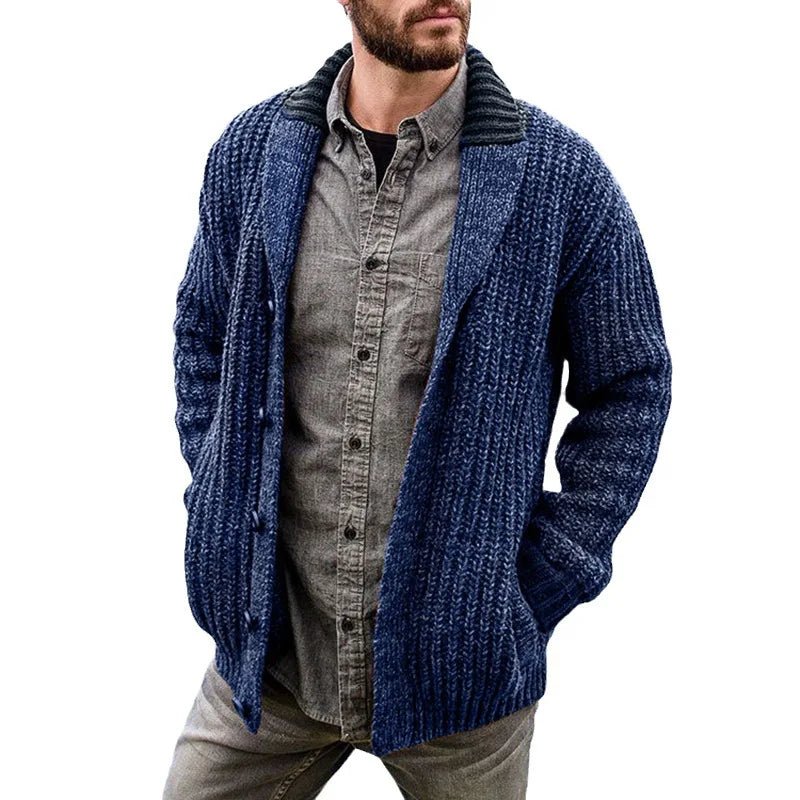 Cardigan da uomo autunno e inverno cappotto maglione lavorato a maglia sottile a maniche lunghe in puro colore europeo e n, maglione uomo - StepByStepNow