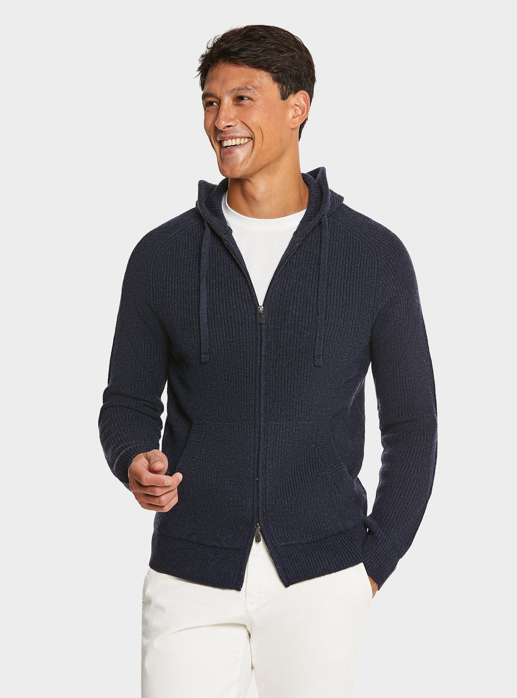 Cardigan full zip a coste in misto cashmere - StepByStep