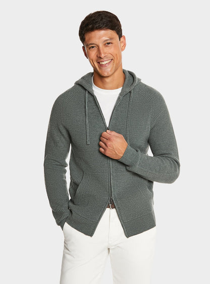 Cardigan full zip a coste in misto cashmere - StepByStep