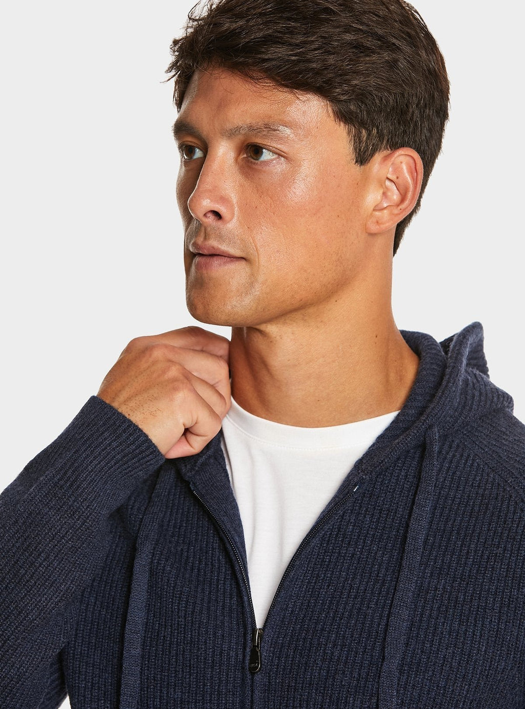Cardigan full zip a coste in misto cashmere - StepByStep