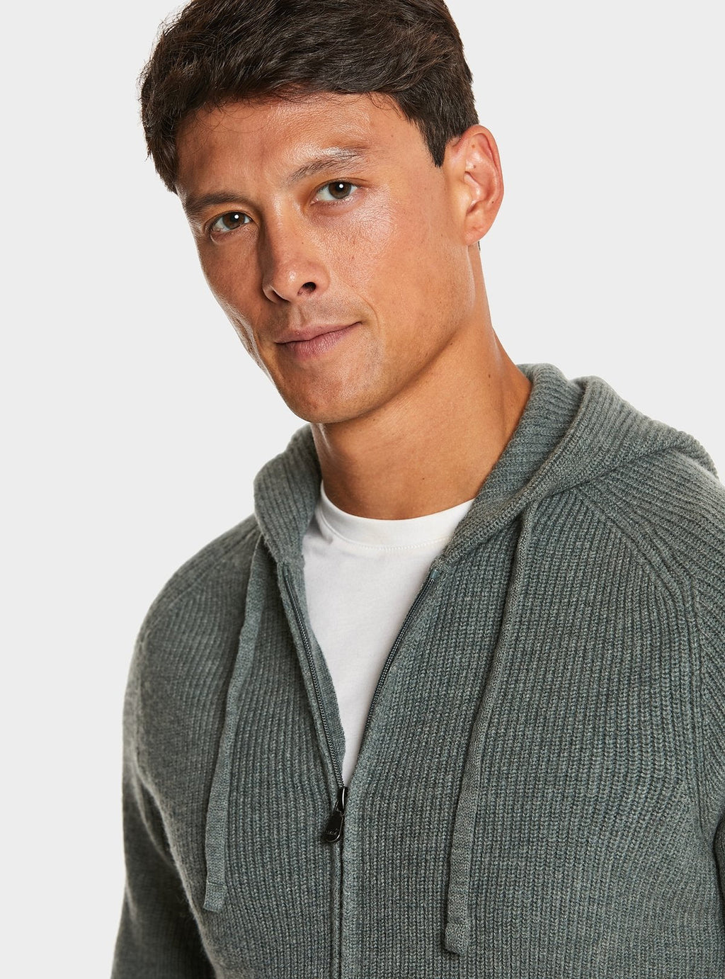 Cardigan full zip a coste in misto cashmere - StepByStep