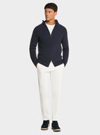 Cardigan full zip a coste in misto cashmere - StepByStep