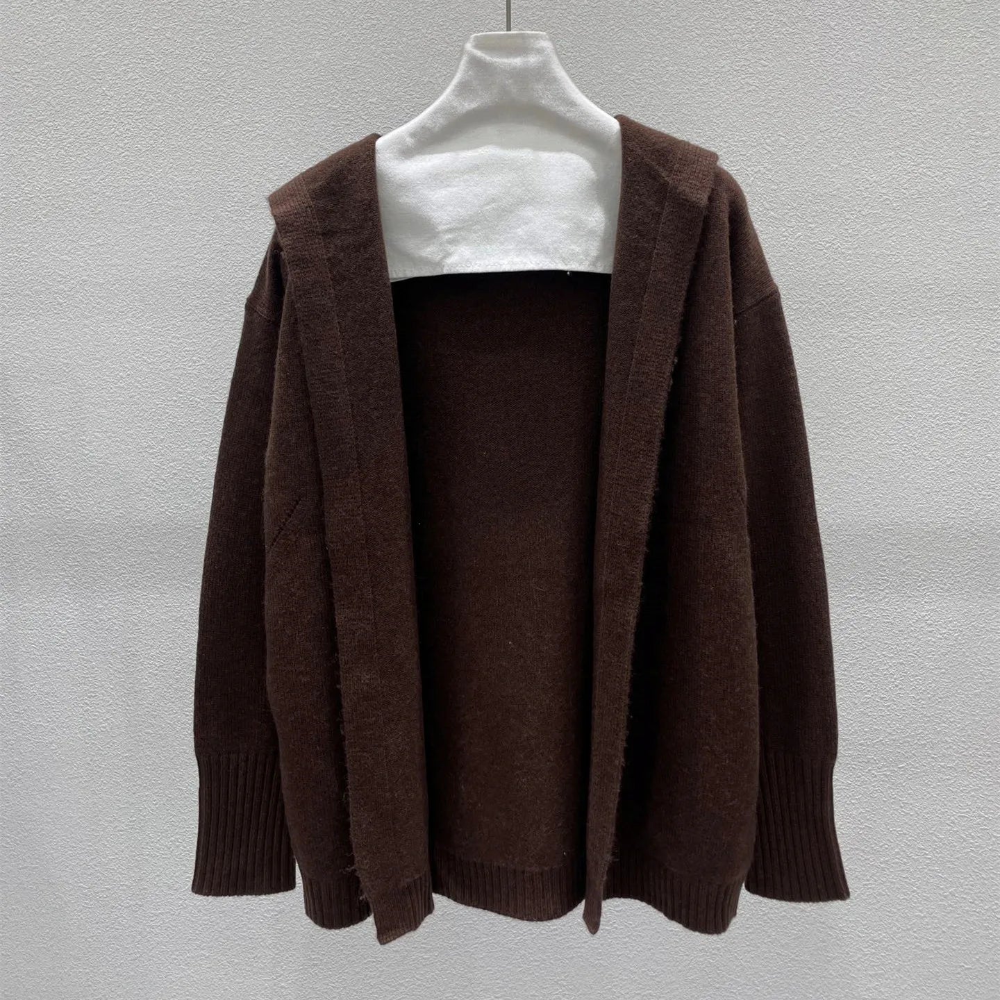 Cardigan lavorato a maglia moda donna 3 colori con cappuccio patch a forma di cuore in pelle 100% cashmere maglione autunno inverno allentato 2025 - StepByStepNow