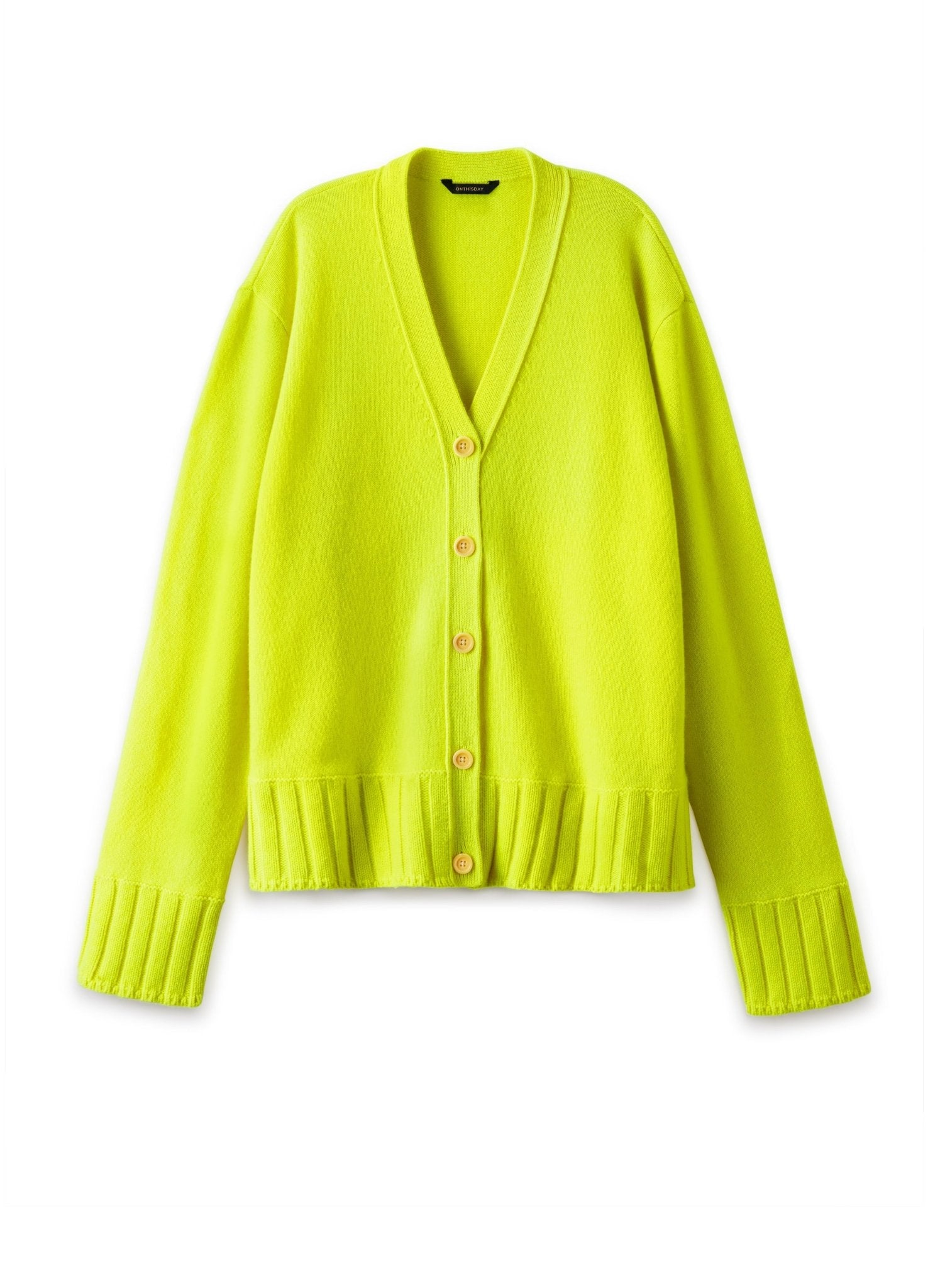 Cashmere - Blend Cardigan Sweater (Neon - Yellow) - StepByStep