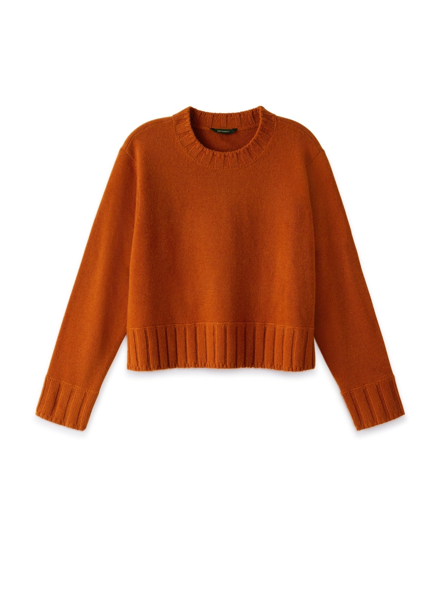 Cashmere - Blend Crewneck Sweater (Burnt Orange) - StepByStep