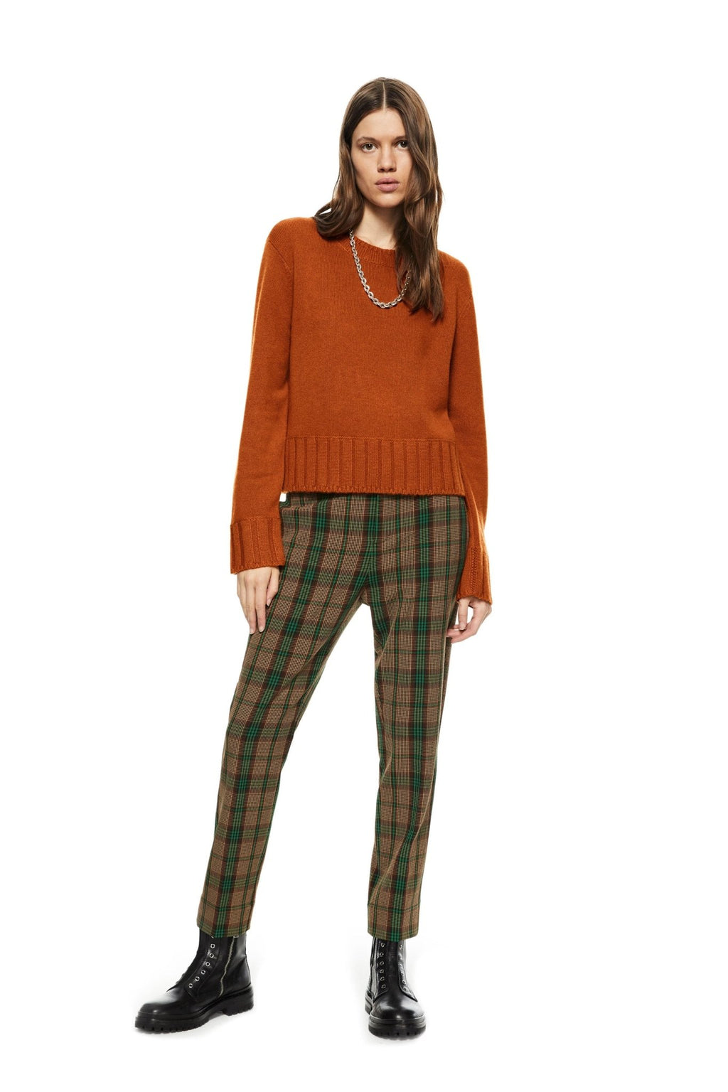 Cashmere - Blend Crewneck Sweater (Burnt Orange) - StepByStep