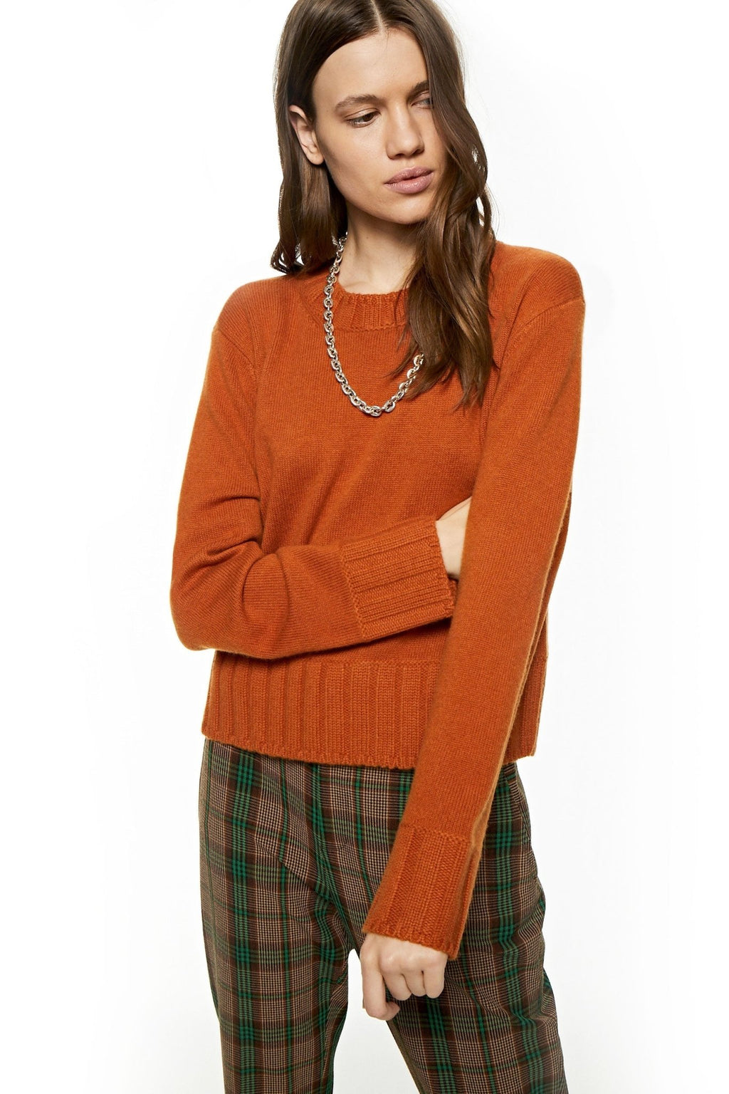 Cashmere - Blend Crewneck Sweater (Burnt Orange) - StepByStep